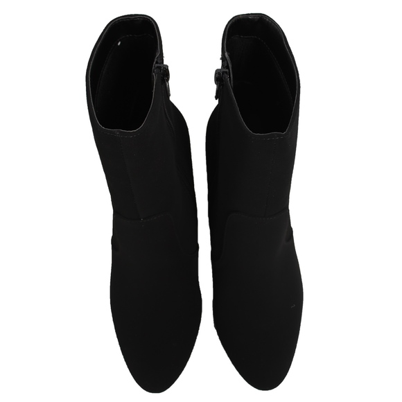 Black Almond Toe High Top Chunky heel Boot - Picture 6 of 8